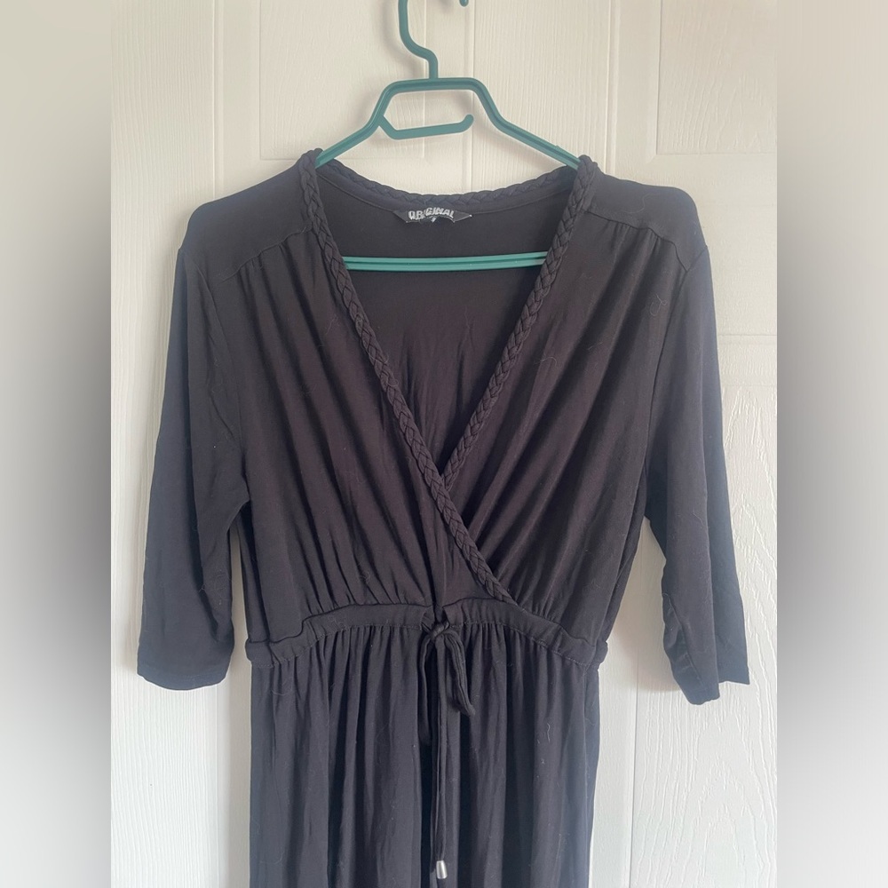 Witchy Faux Wrap Dress Small Braided V-Neck Soft Gothic Boho - Picture 3 of 14